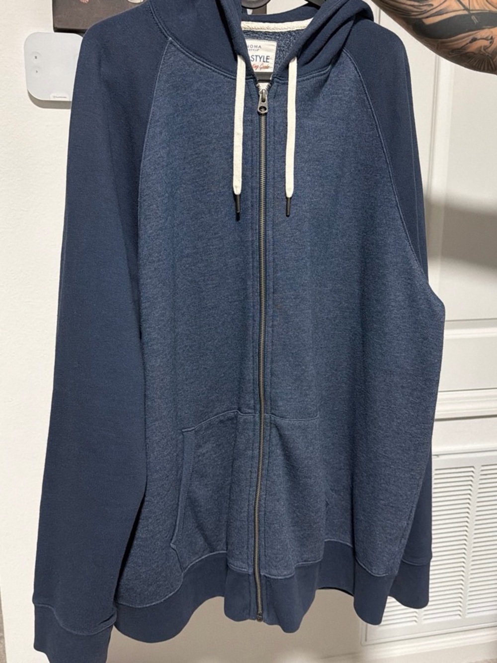 men's Navy Zip-Up Hoodie Sweater with Hood